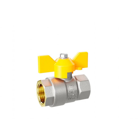 Кран шаровый латунный никелированный 11б27п Ду15 Ру40 (1/2') ВР/ВР бабочка GAS