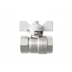 Кран шаровой 11б27п1 Ду20 Ру40 (3/4') ВВ белая ручка бабочка