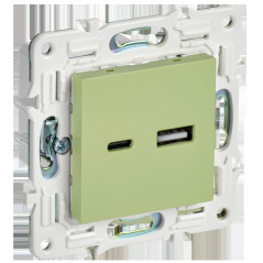 SKANDY Розетка USB A+C 3,1А SK-R14G мятный IEK