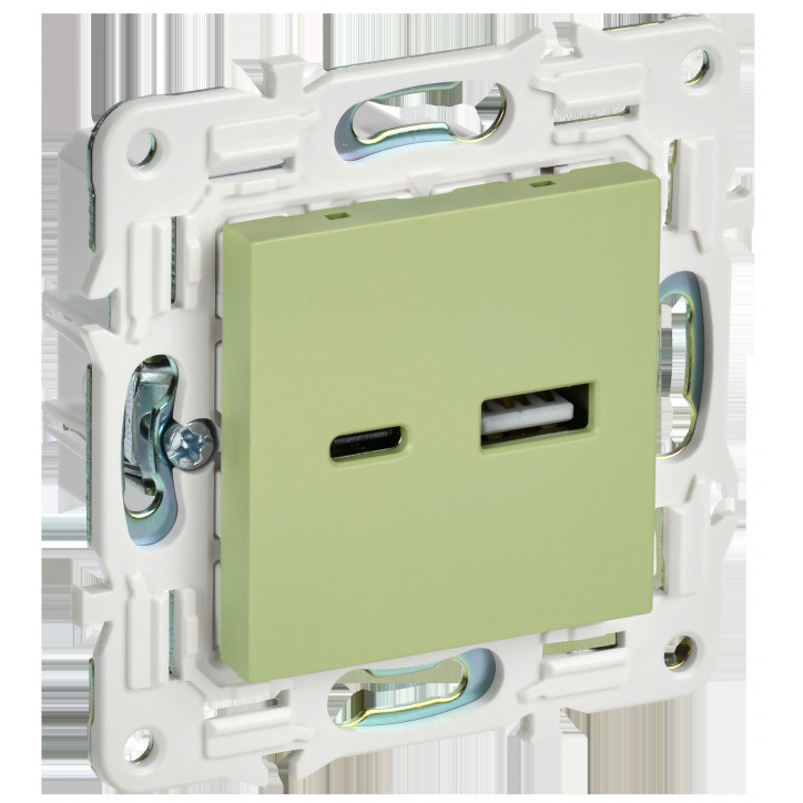 SKANDY Розетка USB A+C 3,1А SK-R14G мятный IEK SKANDY Розетка USB A+C 3,1А SK-R14G мятный IEK