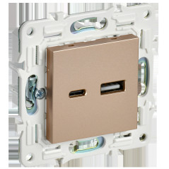 SKANDY Розетка USB A+C 3,1А SK-R14Sa песочный IEK