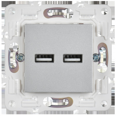 SKANDY Розетка USB A+A 3,1А SK-R15S серебряный IEK