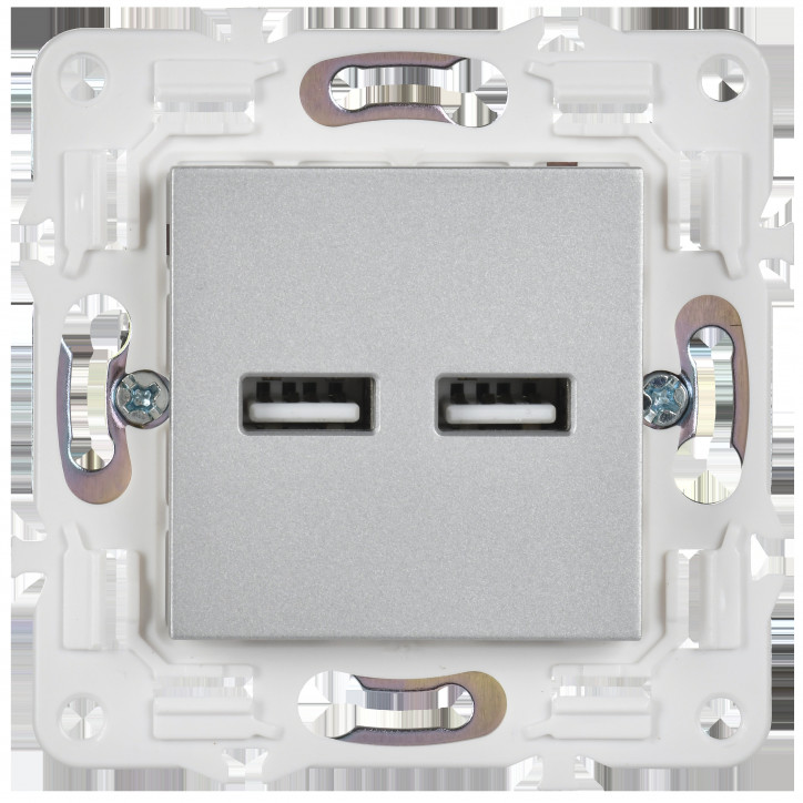 SKANDY Розетка USB A+A 3,1А SK-R15S серебряный IEK SKANDY Розетка USB A+A 3,1А SK-R15S серебряный IEK