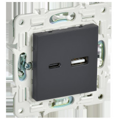 SKANDY Розетка USB A+C 3,1А SK-R14G графит IEK