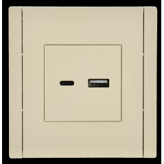 FORTE@PIANO Розетка USB A+C 18Вт FP451 ваниль IEK