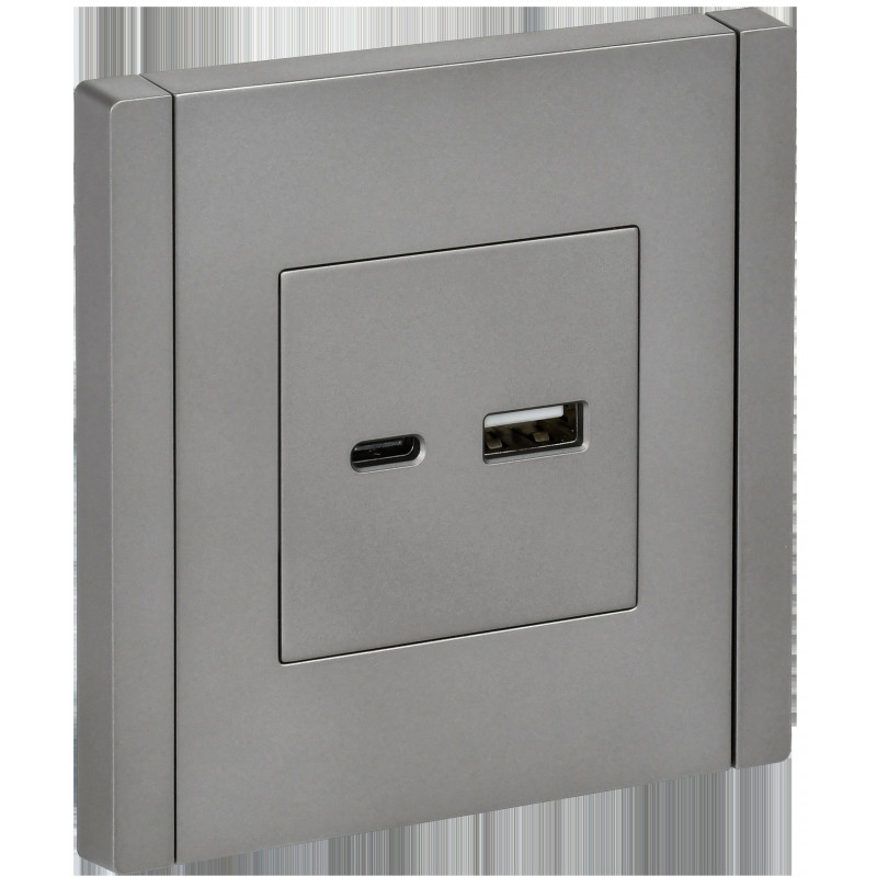 FORTE@PIANO Розетка USB A+C 18Вт FP551 сталь IEK