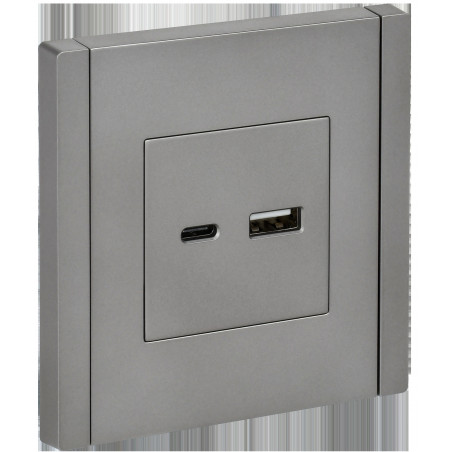 FORTE@PIANO Розетка USB A+C 18Вт FP551 сталь IEK