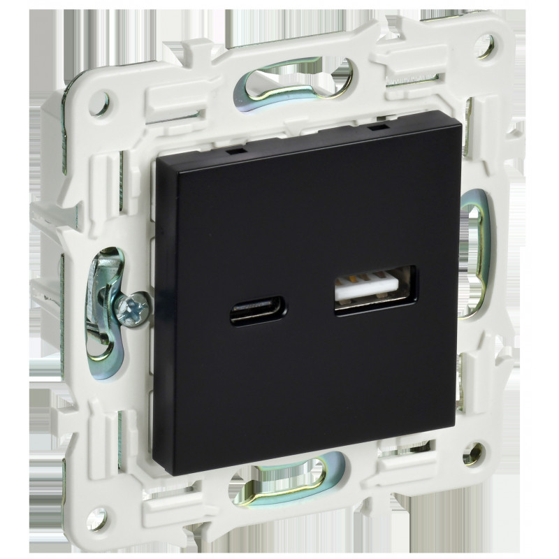 SKANDY Розетка USB A+C 3,1А SK-R14Bl черный IEK