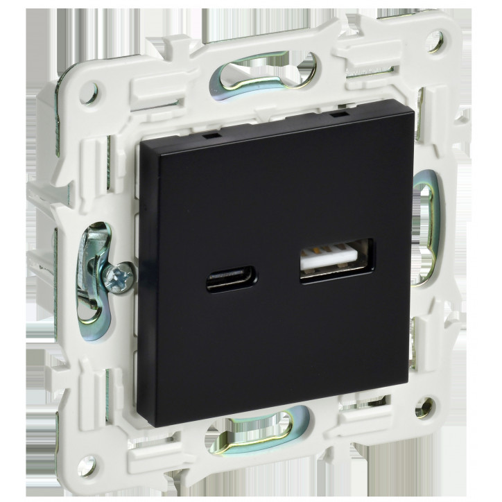 SKANDY Розетка USB A+C 3,1А SK-R14Bl черный IEK SKANDY Розетка USB A+C 3,1А SK-R14Bl черный IEK