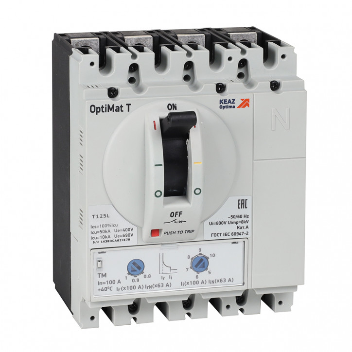 Выключатель автоматический OptiMat T125S TM 125A 4P