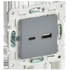 SKANDY Розетка USB A+C 18Вт SK-R13Gr серый IEK