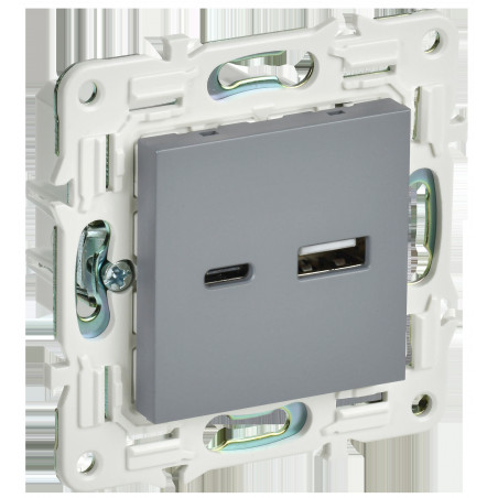 SKANDY Розетка USB A+C 18Вт SK-R13Gr серый IEK