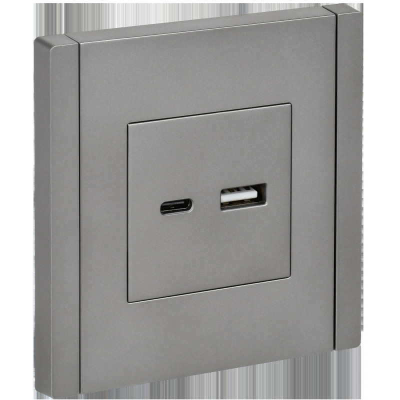 FORTE@PIANO Розетка USB A+C 3,1А FP550 сталь IEK