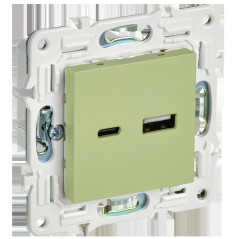 SKANDY Розетка USB A+C 18Вт SK-R13G мятный IEK