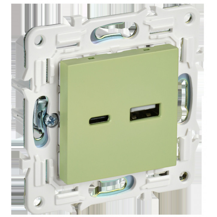 SKANDY Розетка USB A+C 18Вт SK-R13G мятный IEK