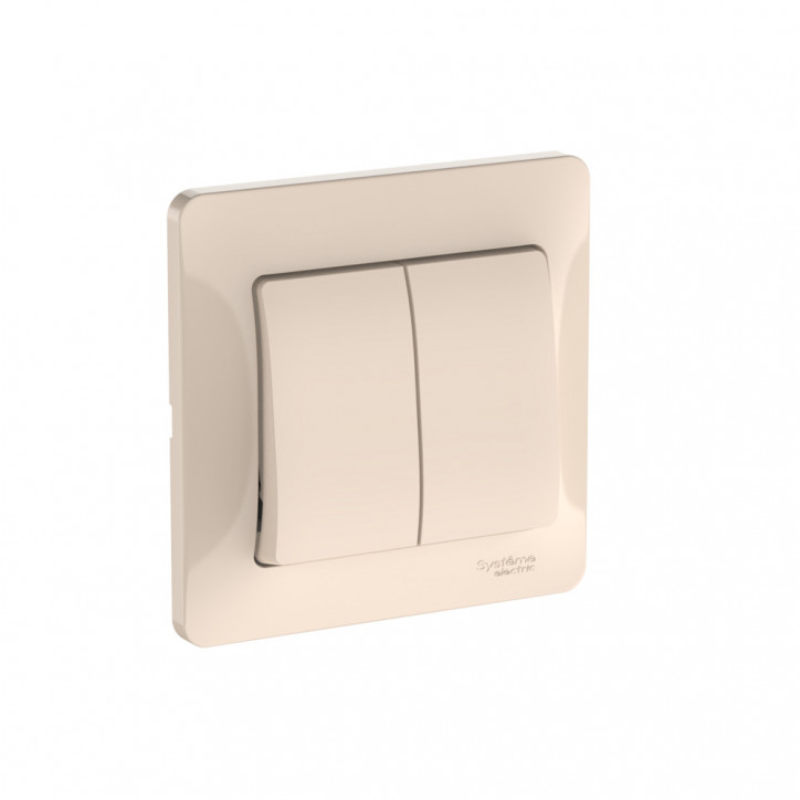 GLOSSA 2-клавишный ВЫКЛЮЧАТЕЛЬ, сх.5, 10АХ, в сборе, быстрозажимные клеммы, БЕЖЕВЫЙ