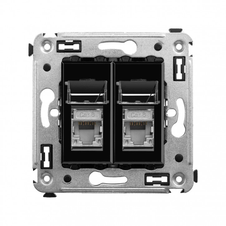 Avanti Розетка RJ-45 в стену, кат.6 двойная экранированная, ''Черный квадрат'' Avanti Розетка RJ-45 в стену, кат.6 двойная экранированная, ''Черный квадрат''