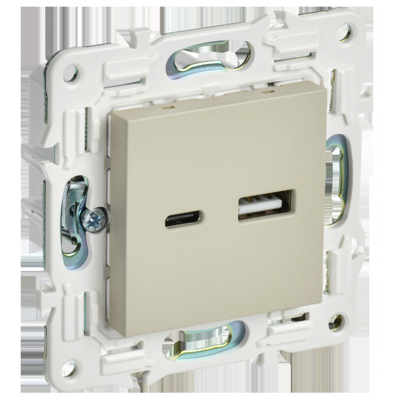 SKANDY Розетка USB A+C 18Вт SK-R13B бежевый IEK