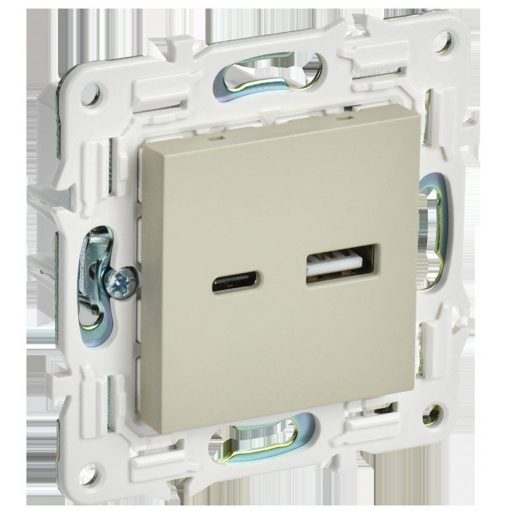 SKANDY Розетка USB A+C 18Вт SK-R13B бежевый IEK