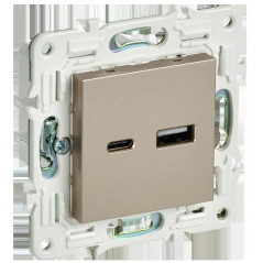 SKANDY Розетка USB A+C 18Вт SK-R13Sh шампань IEK