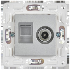 SKANDY Розетка двойная TV+RJ45 кат.5E SK-A14S серебряный IEK