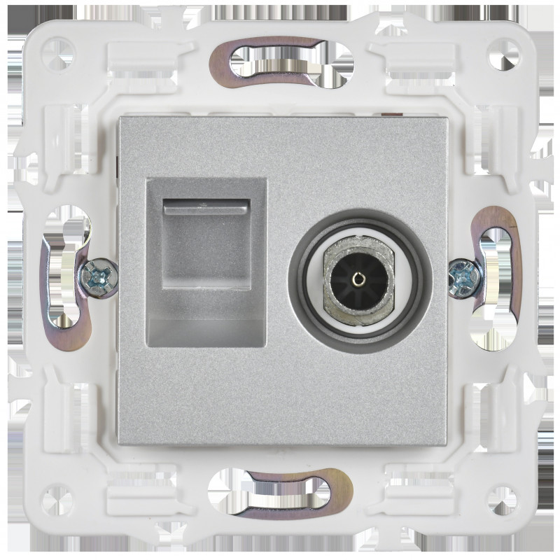 SKANDY Розетка двойная TV+RJ45 кат.5E SK-A14S серебряный IEK