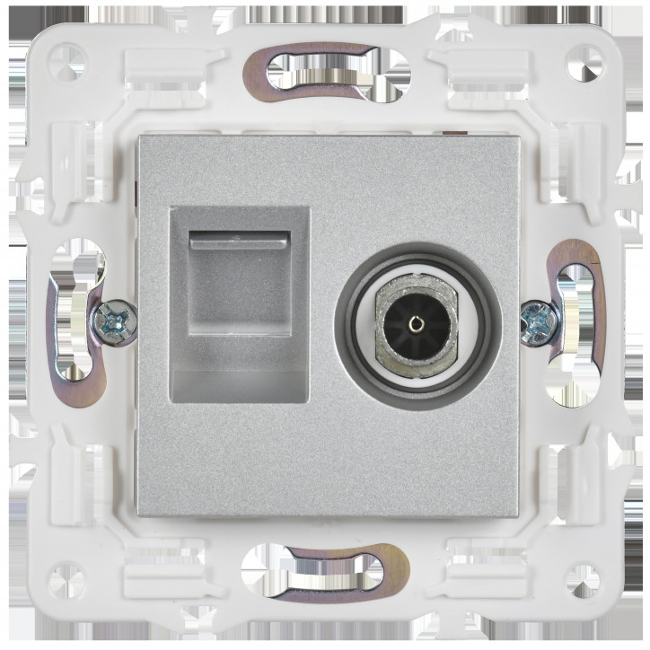 SKANDY Розетка двойная TV+RJ45 кат.5E SK-A14S серебряный IEK