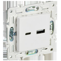 SKANDY Розетка USB A+C 18Вт SK-R13W арктический белый IEK