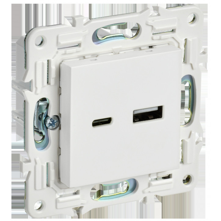 SKANDY Розетка USB A+C 18Вт SK-R13W арктический белый IEK SKANDY Розетка USB A+C 18Вт SK-R13W арктический белый IEK
