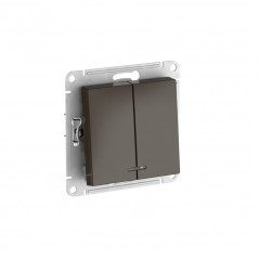 ATLASDESIGN 2-клавишный ВЫКЛЮЧАТЕЛЬ с подсветкой ,сх.5а, 10АХ, быстрозажимные клеммы, МОККО