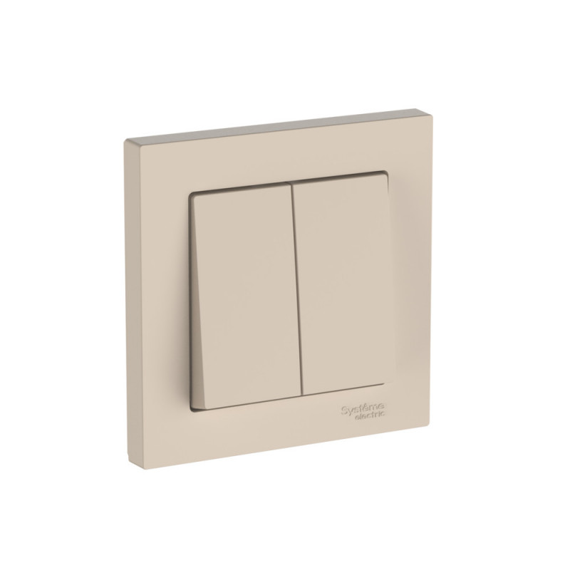 ATLASDESIGN 2-клавишный ВЫКЛЮЧАТЕЛЬ, сх.5, 10АХ, в сборе, быстрозажимные клеммы, ПЕСОЧНЫЙ