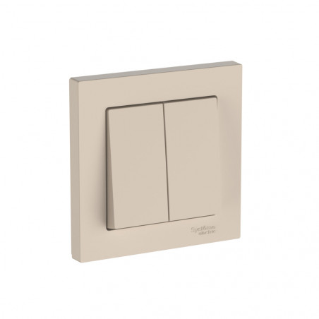 ATLASDESIGN 2-клавишный ВЫКЛЮЧАТЕЛЬ, сх.5, 10АХ, в сборе, быстрозажимные клеммы, ПЕСОЧНЫЙ