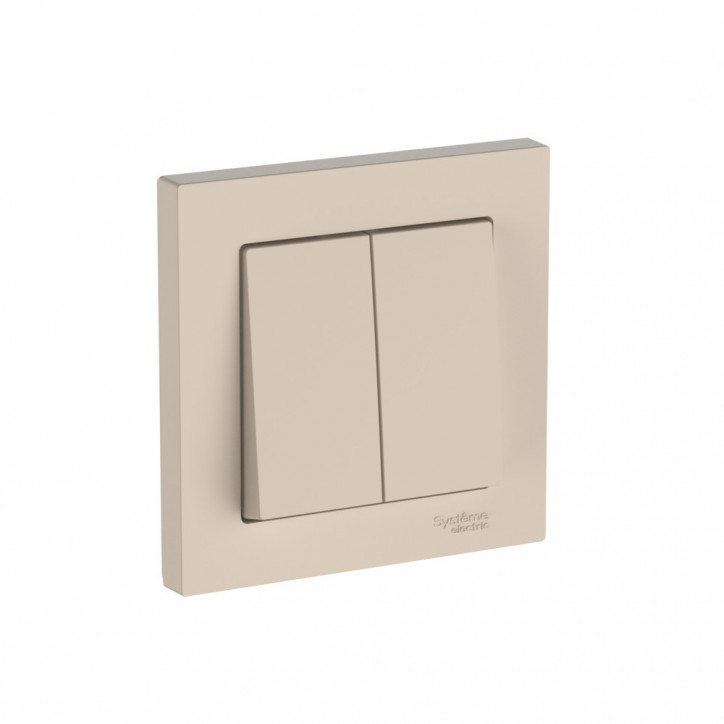 ATLASDESIGN 2-клавишный ВЫКЛЮЧАТЕЛЬ, сх.5, 10АХ, в сборе, быстрозажимные клеммы, ПЕСОЧНЫЙ