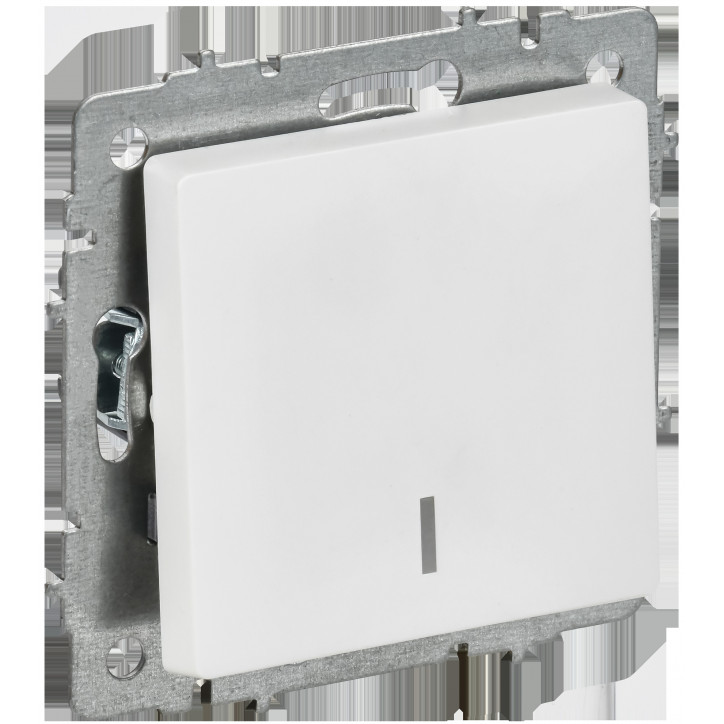 BRITE Выключатель 1-клавишный с индикацией 10А безвинтовое крепление ВС11-1-1-БрАБ арктический белый IEK