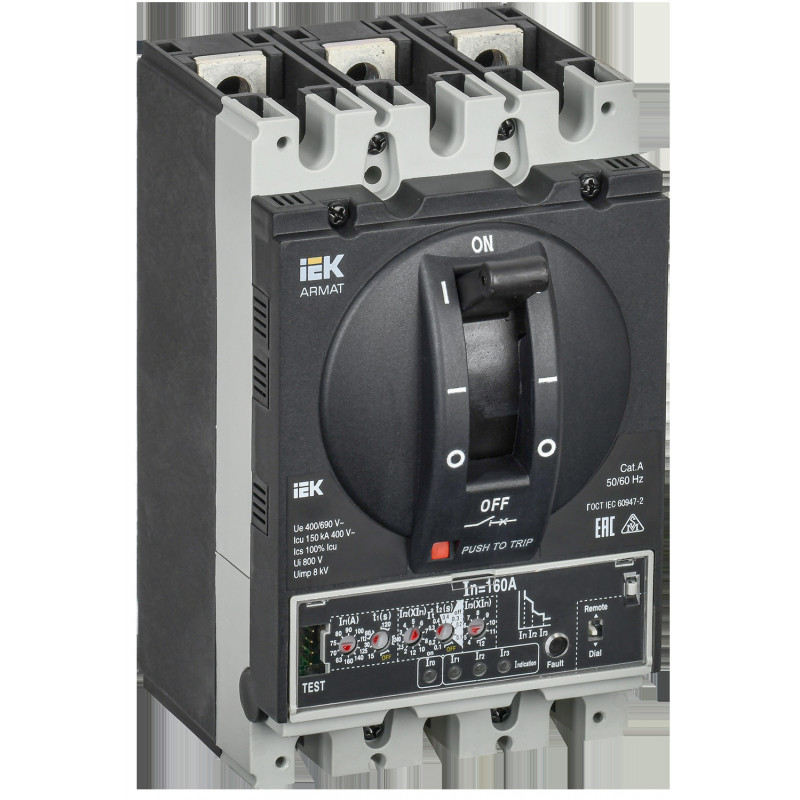 Выключатель автоматический в литом корпусе ARMAT 3P типоразмер D 150кА 160А расцепитель электронный продвинутый