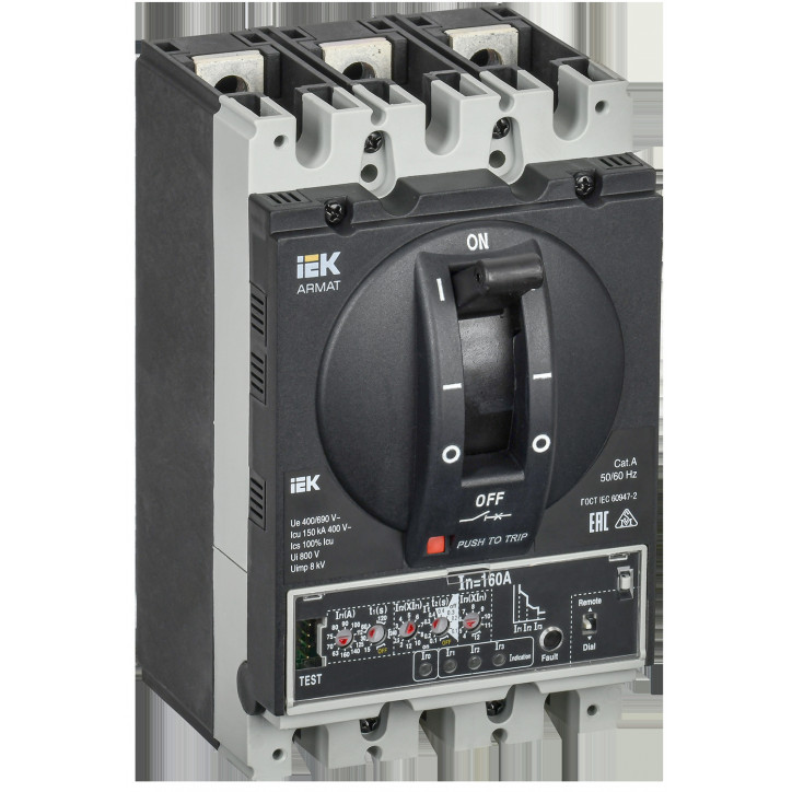 Выключатель автоматический в литом корпусе ARMAT 3P типоразмер D 150кА 160А расцепитель электронный продвинутый Выключатель автоматический в литом корпусе ARMAT 3P типоразмер D 150кА 160А расцепитель электронный продвинутый