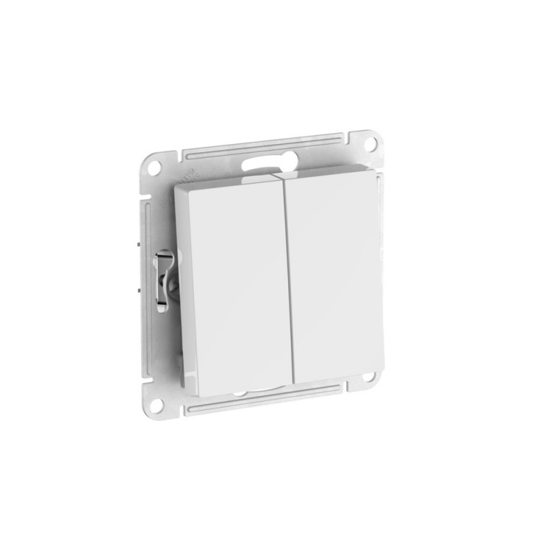 ATLASDESIGN AQUA 2-клавишный ВЫКЛЮЧАТЕЛЬ IP44, с х.5, 10АХ, быстрозажимные клеммы, БЕЛЫЙ