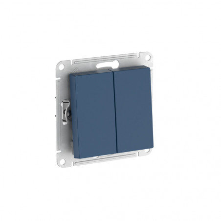 ATLASDESIGN 2-клавишный ПЕРЕКЛЮЧАТЕЛЬ, сх.6/2, 10АХ, быстрозажимные клеммы, АКВАМАРИН