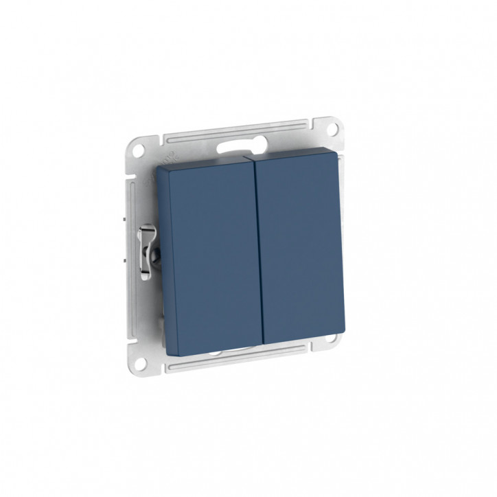 ATLASDESIGN 2-клавишный ПЕРЕКЛЮЧАТЕЛЬ, сх.6/2, 10АХ, быстрозажимные клеммы, АКВАМАРИН