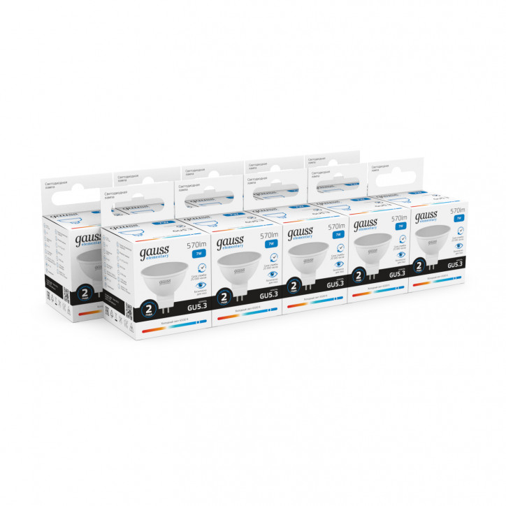 Лампа Gauss Elementary MR16 7W 570lm 6500K GU5.3 LED 1/10/100 Лампа Gauss Elementary MR16 7W 570lm 6500K GU5.3 LED 1/10/100