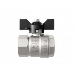 Кран шаровый латунный никелированный 11б27п1 Ду20 Ру40 (3/4') ВР/ВР бабочка