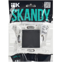 SKANDY Розетка 1-местная с заземлением с защитными шторками и крышкой 16А IP44 SK-R11G графит IEK