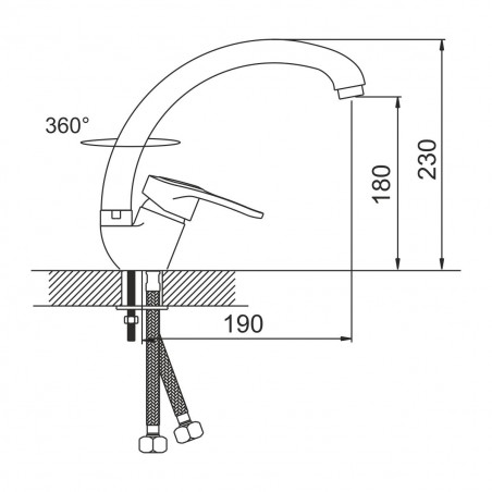 Смеситель для кухни шаровый с высоким изливом