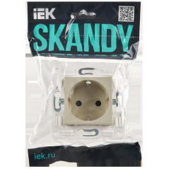 SKANDY Розетка с заземлением с защитными шторками 16А SK-R04B бежевый IEK