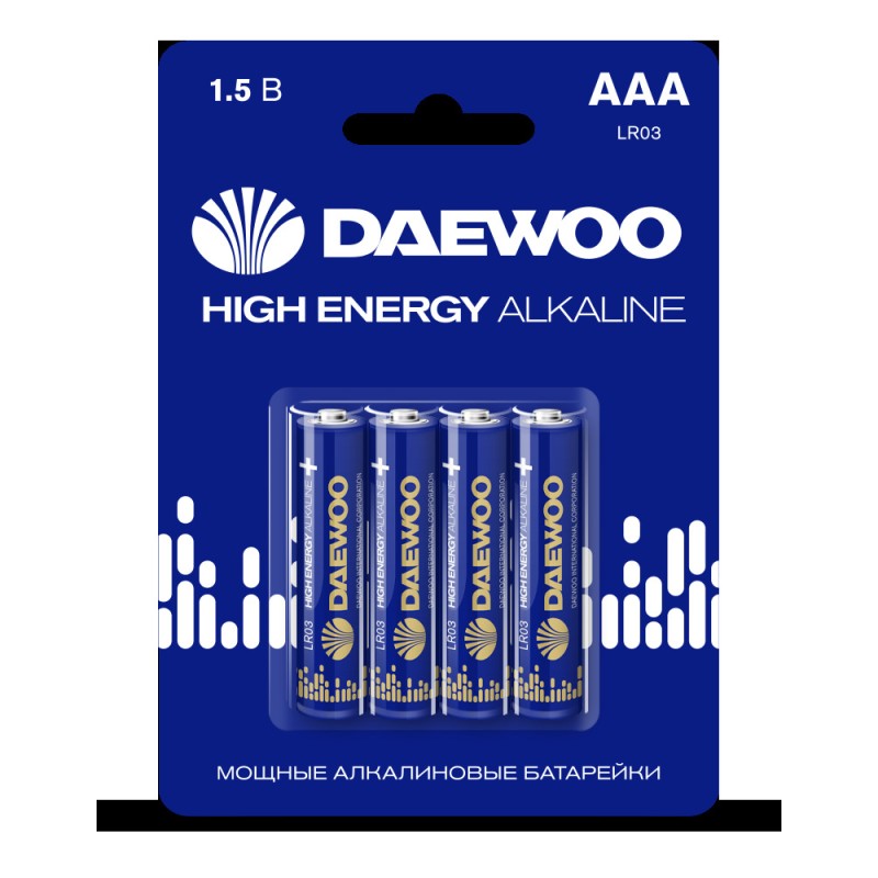 Элемент питания LR03 (AAА) DAEWOO High Energy Alkaline блистер, 4 шт.