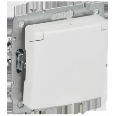 BRITE Розетка 1-местная с заземлением с защитными шторками и крышкой 16А IP20 РСбш10-3-БрАБ арктический белый IEK