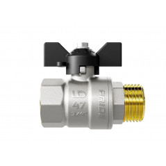 Кран шаровый латунный никелированный 11б27п1 Ду25 Ру40 (1') ВР/НР бабочка