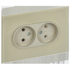 SKANDY Розетка 2-местная без заземления без защитных шторок для плоской вилки 10А SK-R03B стекло беж