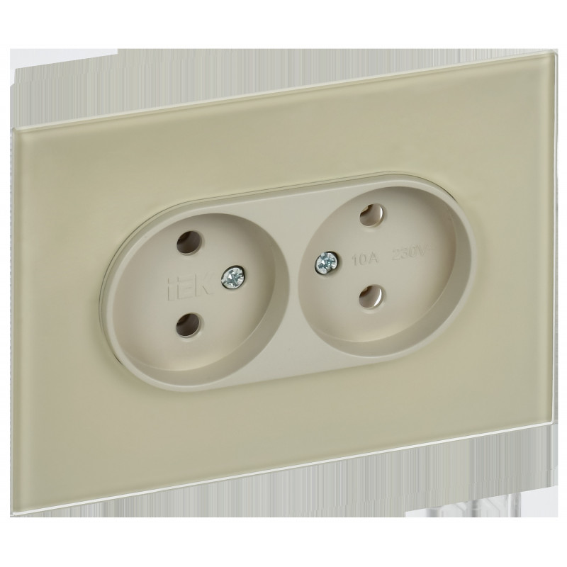 SKANDY Розетка 2-местная без заземления без защитных шторок для плоской вилки 10А SK-R03B стекло беж