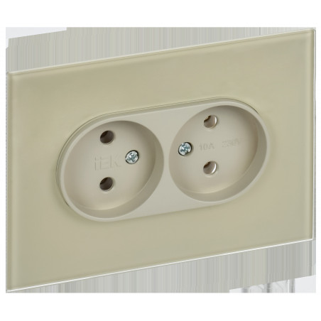 SKANDY Розетка 2-местная без заземления без защитных шторок для плоской вилки 10А SK-R03B стекло беж